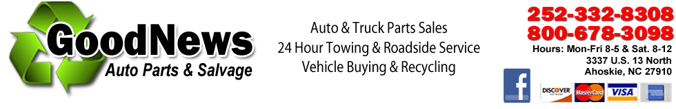 Used Auto Parts Ahoskie, Roanoke Rapids NC - Suffolk, Emporia VA  